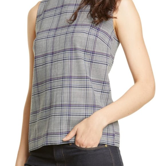 $199 Sleeveless Plaid Shell Purple Large PA97 - Picture 2 of 5